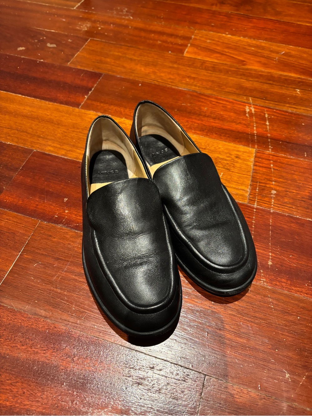 Vince Sloan Black Leather Women's Slip-On Loafers
